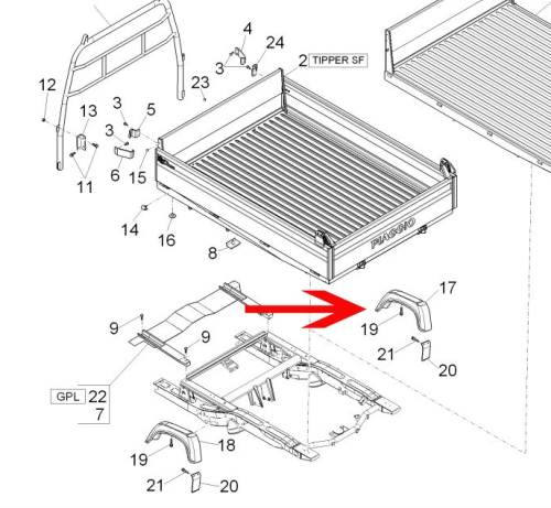 Wheel fender right for tipper and pick-up